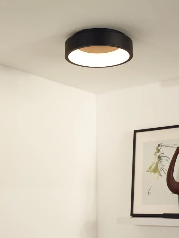 Lucide TALOWE LED - Flush ceiling light - Ø 30 cm - LED Dim. - 1x20W 3000K - Black - ambiance 1